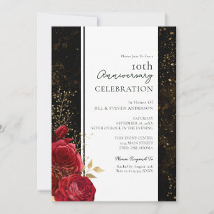10e bruiloft Jubileum Floral Budget Invitation Kaart