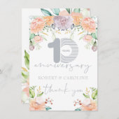 10e bruiloft Jubileum Floral Dank u Bedankkaart (Voorkant / Achterkant)