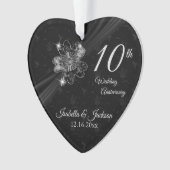 10e bruiloft Jubileum Floral Keepsake Design Ornament (voorkant)