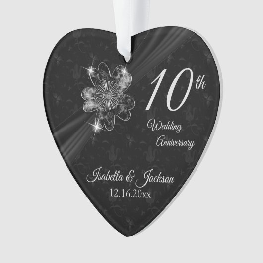 10e bruiloft Jubileum Floral Keepsake Design Ornament (voorkant)
