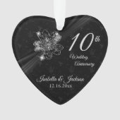 10e bruiloft Jubileum Floral Keepsake Design Ornament (voorkant)
