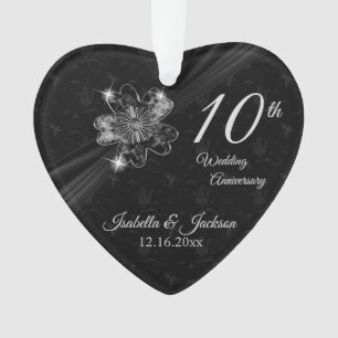 10e bruiloft Jubileum Floral Keepsake Design Ornament