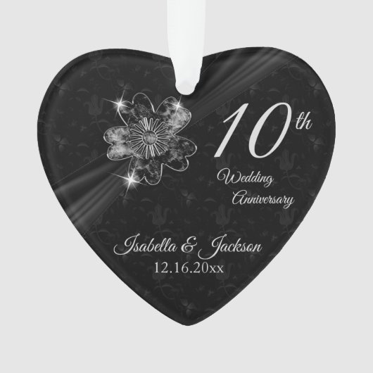 10e bruiloft Jubileum Floral Keepsake Design Ornament (voorkant)