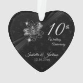 10e bruiloft Jubileum Floral Keepsake Design Ornament (achterkant)