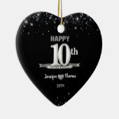 10e bruiloft Jubileum Glitter Silver Custom Keramisch Ornament (Rechts)