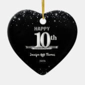 10e bruiloft Jubileum Glitter Silver Custom Keramisch Ornament (Voorkant)