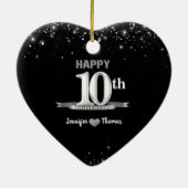 10e bruiloft Jubileum Glitter Silver Custom Keramisch Ornament (Achterkant)