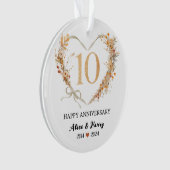 10e bruiloft Jubileum Gold Hearts Paar Foto Ornament (voorkant)