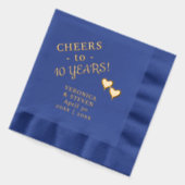 10e bruiloft Jubileum juicht twee harten Folie Servetten (Links)