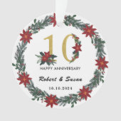 10e bruiloft Jubileum kerstcadeaus Ornament (voorkant)