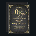10e bruiloft Jubileum - Krijtbord Goud Kaart<br><div class="desc">Golden 10th Wedding Jubileum. Elegant  retro design met faux gold en krijtbord zwart patroon. Beschikt over scriptlettertype. Hoera voor 10 jaar! Kan worden gepersonaliseerd in elk jaar van het huwelijk! Stuur me een bericht als je nog meer maatwerk nodig hebt.</div>