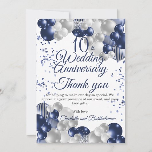 10e bruiloft Jubileum Partij Bedankkaart (Voorkant)