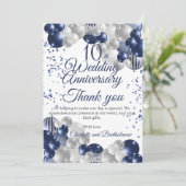 10e bruiloft Jubileum Partij Bedankkaart (Staand voorkant)