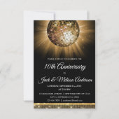 10e bruiloft Jubileum partij Gold Disco Ball Kaart (Voorkant)
