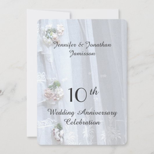 10e bruiloft Jubileum Partij,  kant Kaart (Voorkant)