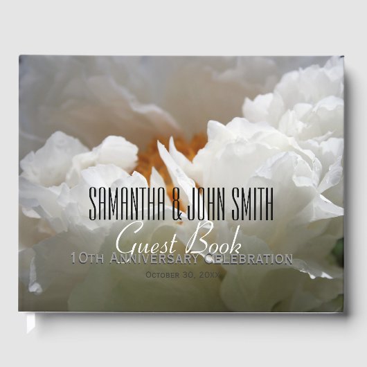 10e bruiloft Jubileum Partij W Peony Guest Book Gastenboek (Voorkant)