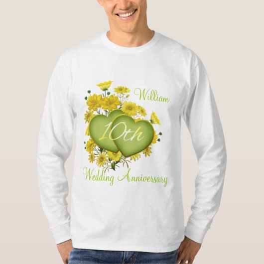 10e bruiloft Jubileum Party Wildflower Hearts T-shirt (Voorkant)