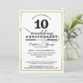 10E BRUILOFT JUBILEUM stijlvol goud zwart Kaart (Staand voorkant)