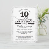 10E BRUILOFT JUBILEUM stijlvol grijs marmer zwart Kaart (Staand voorkant)