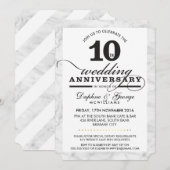 10E BRUILOFT JUBILEUM stijlvol grijs marmer zwart Kaart (Voorkant / Achterkant)