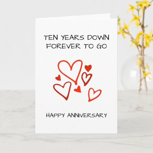 10e bruiloft Jubileum tien jaar Kaart (Gele Bloem)