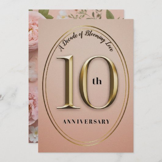 10e bruiloft Jubileum uitnodiging (Voorkant / Achterkant)