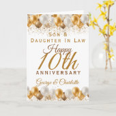 10e bruiloft Jubileum Zoon Dochter Ballon Kaart (Gele Bloem)