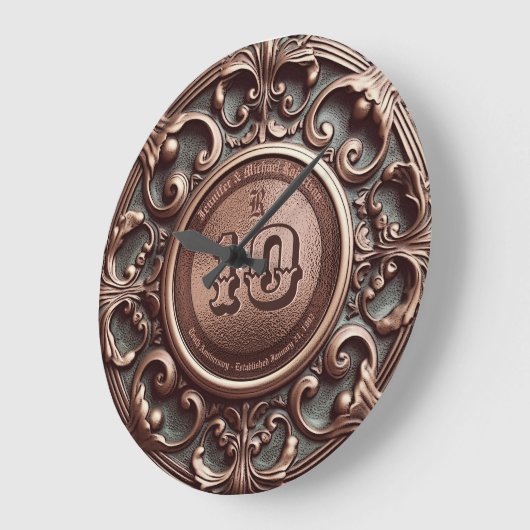 10e Copper Wedding Jubileum Large Clock Grote Klok (Hoek)