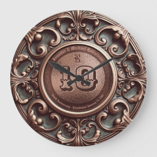 10e Copper Wedding Jubileum Large Clock Grote Klok