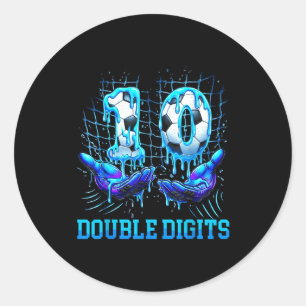10e dubbele cijfers verjaardag jongen voetbal ijs ronde sticker