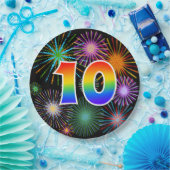 10e evenement - Fun, kleurrijk, Vet, regenboog 10 Papieren Bordje (Feest)