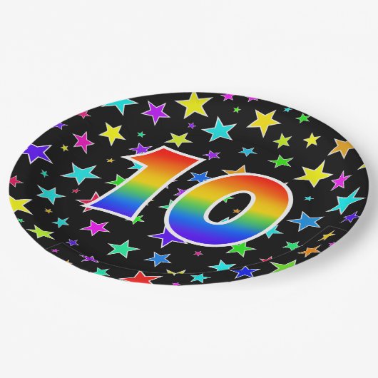 10e Evenement: Vet, Leuk, Kleurrijke Regenboog 10 Papieren Bordje (Gekanteld)
