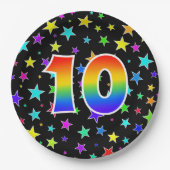 10e Evenement: Vet, Leuk, Kleurrijke Regenboog 10 Papieren Bordje (Voorkant)
