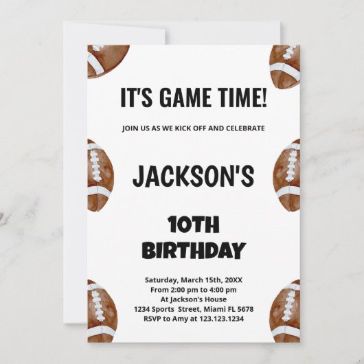 10e Football Birthday-uitnodigingen Kaart (Voorkant)