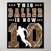 10e geboorte Football jongen Tien jaar oud Footbal Poster (Voorkant)