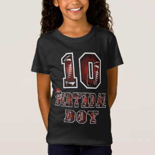 10e geboorte jongen 10 jaar oud Football overboord T-shirt