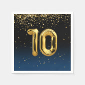 10e gouden ballonnen en Confetti Napkins Servet (Voorkant)