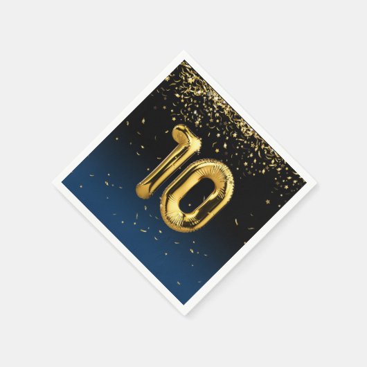 10e gouden ballonnen en Confetti Napkins Servet (Hoek)