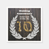 10e gouden & diamanten lauwerblad bruiloft jubileu servet (Voorkant)