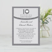 10e Hart Huwelijksjubileum Uitnodiging (Staand voorkant)