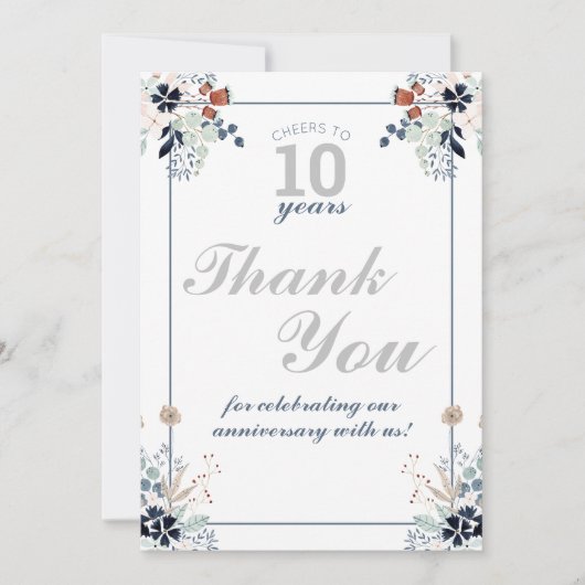 10e huwelijksfeest op Jubileum Bedankkaart (Voorkant)