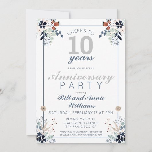 10e huwelijksfeest op Jubileum Kaart (Voorkant)