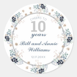 10e huwelijksfeest op Jubileum Ronde Sticker