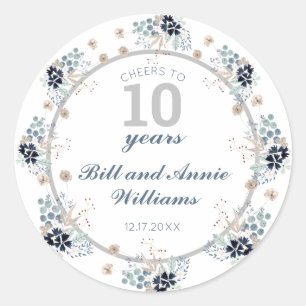 10e huwelijksfeest op Jubileum Ronde Sticker