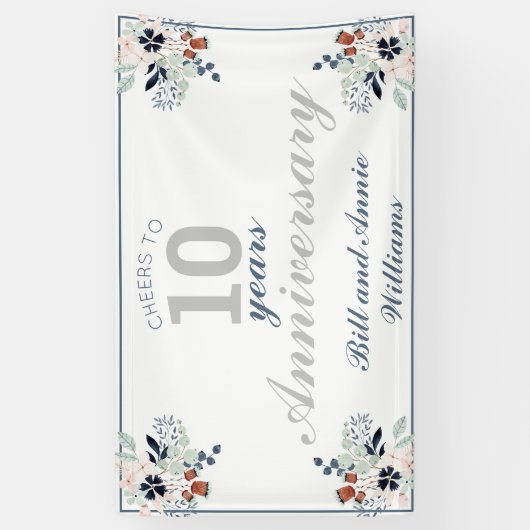 10e huwelijksfeest op Jubileum Spandoek (Verticaal)