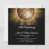 10e huwelijksjubileumfeest Gouden Disco Bal Kaart (Voorkant)