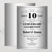 10e huwelijksjubileumfeest - Zilver Zwart Kaart (Voorkant / Achterkant)