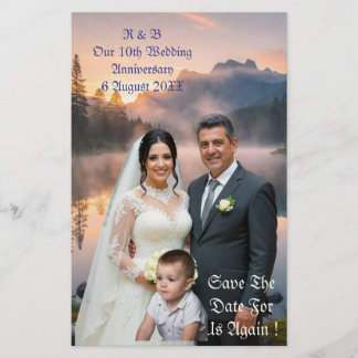 10e huwelijksverjaardag Foto Koppel Kind Opslaan Briefpapier