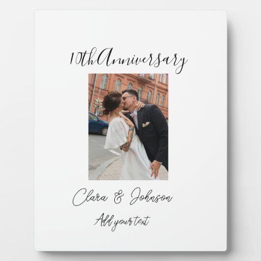 10e huwelijksverjaardag foto naam koppel Romantisc Fotoplaat (Voorkant)