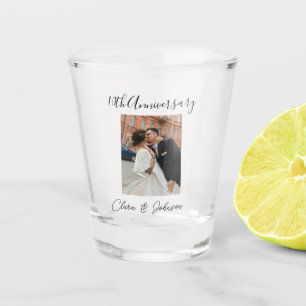 10e huwelijksverjaardag foto naam koppel Romantisc Shot Glas